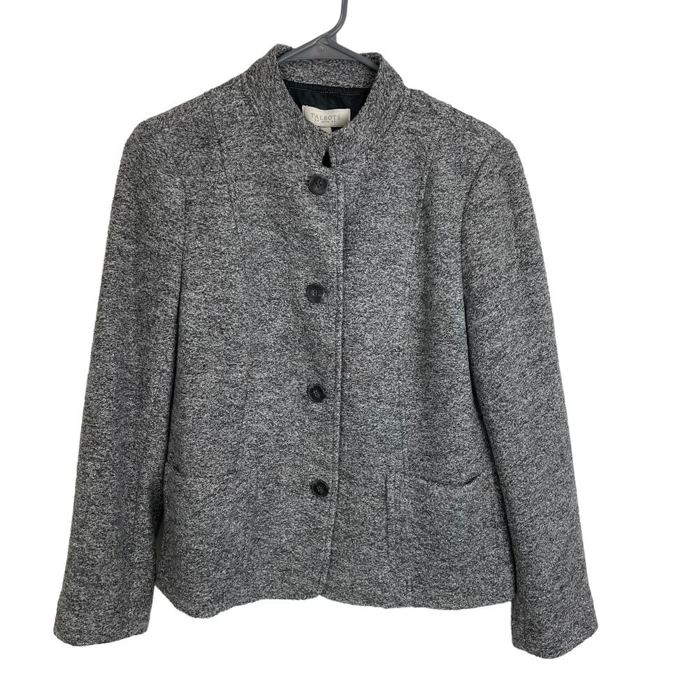 Talbots Career Wool Blend Button Up Jacket 12 Petite Pockets Office Capsule